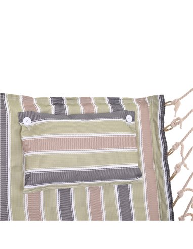 Outsunny Garden Outdoor Hanging Hammock Chair Thick Rope Frame Wooden Arms Safe Wide Seat Garden Outdoor Spot Stylish Multicolou
