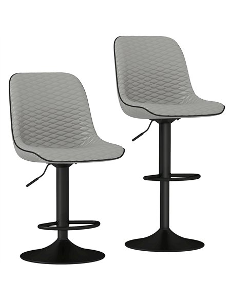 HOMCOM Set of Two Faux Leather Bar Stools - Grey - pic 127605 | FastDaddyshop