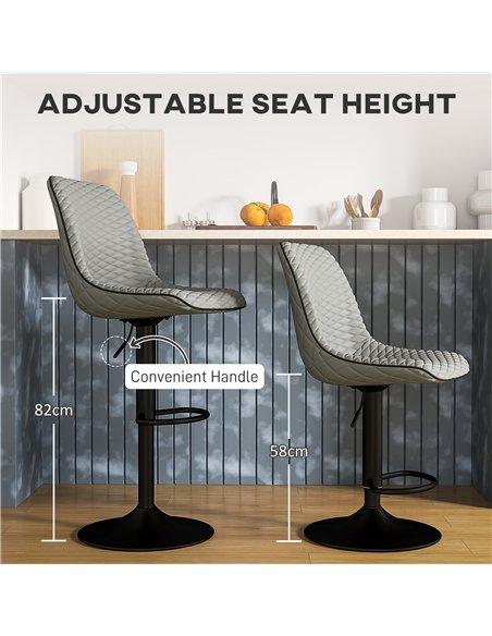 HOMCOM Set of Two Faux Leather Bar Stools - Grey - pic 127609 | FastDaddyshop