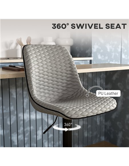 HOMCOM Set of Two Faux Leather Bar Stools - Grey - pic 127610 | FastDaddyshop