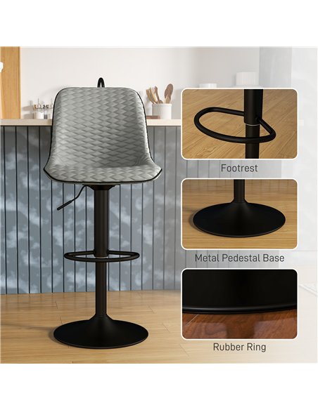 HOMCOM Set of Two Faux Leather Bar Stools - Grey - pic 127611 | FastDaddyshop