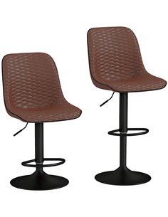 HOMCOM Set of Two Faux Leather Bar Stools - Brown