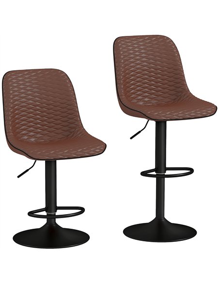 HOMCOM Set of Two Faux Leather Bar Stools - Brown - pic 127614 | FastDaddyshop