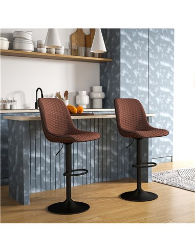 HOMCOM Set of Two Faux Leather Bar Stools - Brown