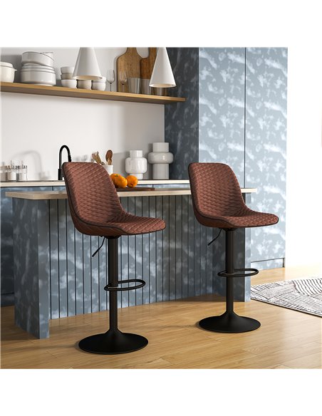 HOMCOM Set of Two Faux Leather Bar Stools - Brown - pic 127615 | FastDaddyshop