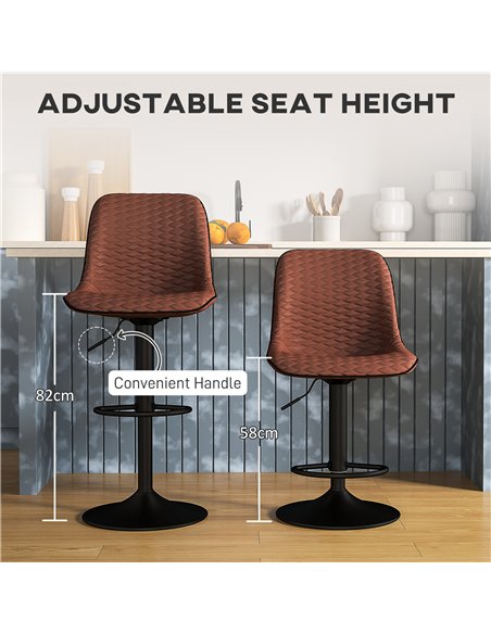 HOMCOM Set of Two Faux Leather Bar Stools - Brown - pic 127618 | FastDaddyshop