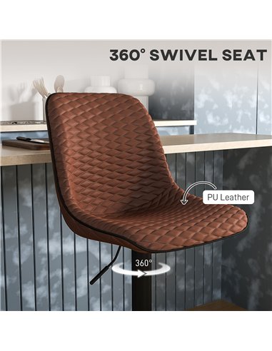 HOMCOM Set of Two Faux Leather Bar Stools - Brown