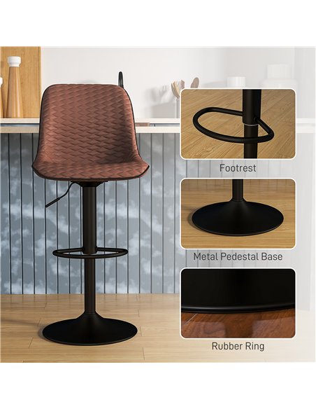 HOMCOM Set of Two Faux Leather Bar Stools - Brown - pic 127620 | FastDaddyshop