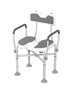 HOMCOM Shower Chair with Upgraded U-shaped Seat and Reinforced Crossbars, Height Adjustable Padded Bath Chair with Non-slip Feet