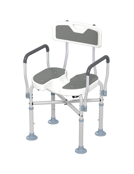 HOMCOM Shower Chair with Upgraded U-shaped Seat and Reinforced Crossbars, Height Adjustable Padded Bath Chair with Non-slip Feet - pic 127623 | FastDaddyshop
