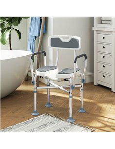 HOMCOM Shower Chair with Upgraded U-shaped Seat and Reinforced Crossbars, Height Adjustable Padded Bath Chair with Non-slip Feet 2