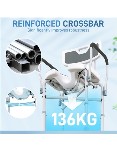 HOMCOM Shower Chair with Upgraded U-shaped Seat and Reinforced Crossbars, Height Adjustable Padded Bath Chair with Non-slip Feet - pic 127628 | FastDaddyshop
