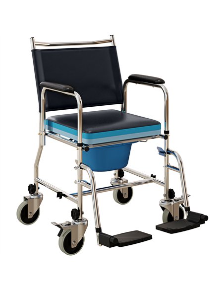 HOMCOM Rolling Shower Chair with Wheels, Bedside Commode Wheelchair with Padded Seat, Backrest, for Seniors, Adults, Injured or  - pic 127632 | FastDaddyshop