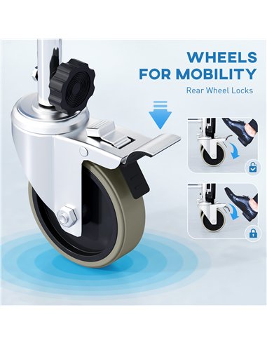 HOMCOM Rolling Shower Chair with Wheels, Bedside Commode Wheelchair with Padded Seat, Backrest, for Seniors, Adults, Injured or 