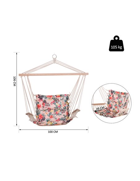 Outsunny Garden Outdoor Hanging Hammock Chair Thick Rope Frame Wooden Arms Safe Wide Seat Garden Outdoor Spot Stylish Multicolou - pic 12764 | FastDaddyshop