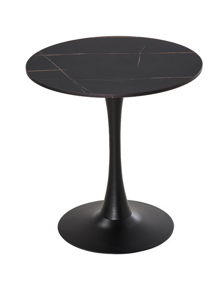 HOMCOM Modern Round Dining Table Leisure Coffee Bistro Table with Metal Base for Kitchen & Dining Room Black - pic 127641 | FastDaddyshop