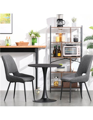 HOMCOM Modern Round Dining Table Leisure Coffee Bistro Table with Metal Base for Kitchen & Dining Room Black