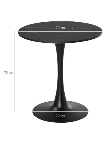HOMCOM Modern Round Dining Table Leisure Coffee Bistro Table with Metal Base for Kitchen & Dining Room Black