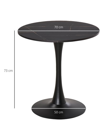 HOMCOM Modern Round Dining Table Leisure Coffee Bistro Table with Metal Base for Kitchen & Dining Room Black - pic 127643 | FastDaddyshop