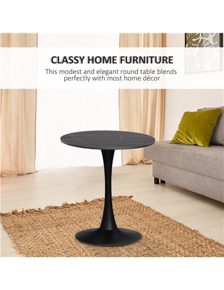 HOMCOM Modern Round Dining Table Leisure Coffee Bistro Table with Metal Base for Kitchen & Dining Room Black - pic 127644 | FastDaddyshop