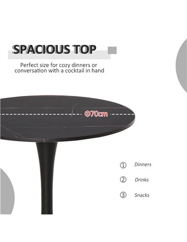 HOMCOM Modern Round Dining Table Leisure Coffee Bistro Table with Metal Base for Kitchen & Dining Room Black