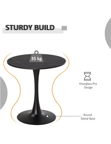 HOMCOM Modern Round Dining Table Leisure Coffee Bistro Table with Metal Base for Kitchen & Dining Room Black