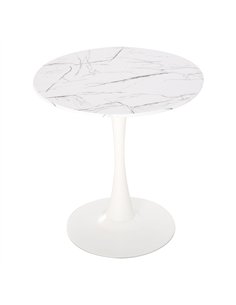 HOMCOM Modern Round Dining Table Leisure Coffee Bistro Table with Metal Base for Kitchen & Dining Room White