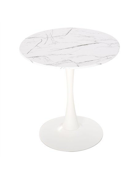 HOMCOM Modern Round Dining Table Leisure Coffee Bistro Table with Metal Base for Kitchen & Dining Room White - pic 127650 | FastDaddyshop