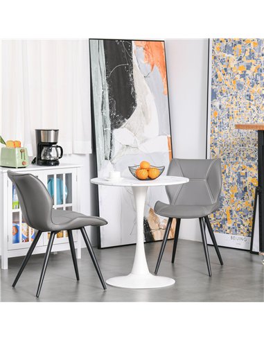 HOMCOM Modern Round Dining Table Leisure Coffee Bistro Table with Metal Base for Kitchen & Dining Room White