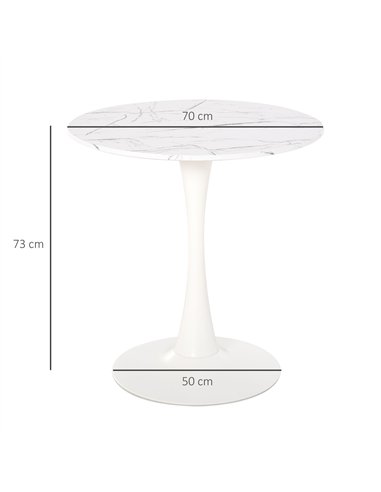 HOMCOM Modern Round Dining Table Leisure Coffee Bistro Table with Metal Base for Kitchen & Dining Room White