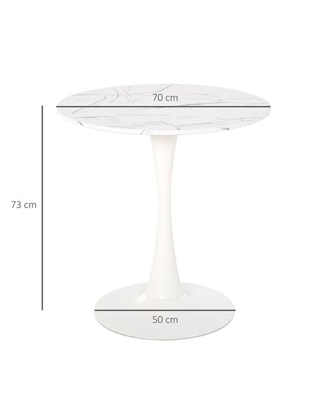 HOMCOM Modern Round Dining Table Leisure Coffee Bistro Table with Metal Base for Kitchen & Dining Room White - pic 127652 | FastDaddyshop