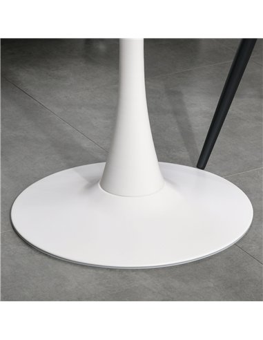 HOMCOM Modern Round Dining Table Leisure Coffee Bistro Table with Metal Base for Kitchen & Dining Room White