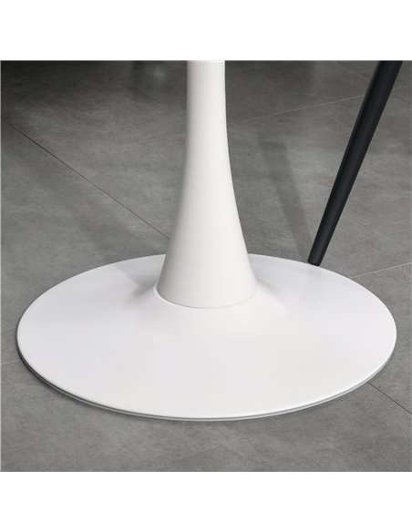 HOMCOM Modern Round Dining Table Leisure Coffee Bistro Table with Metal Base for Kitchen & Dining Room White - pic 127657 | FastDaddyshop