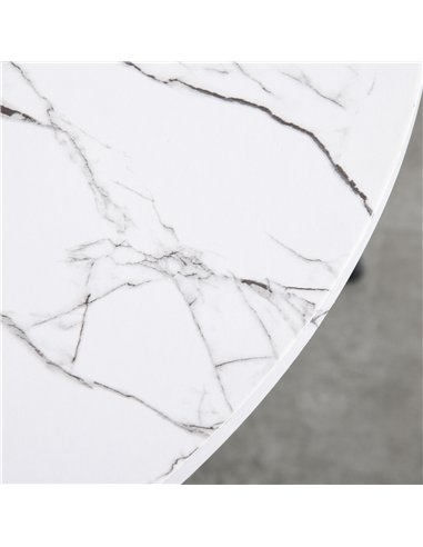 HOMCOM Modern Round Dining Table Leisure Coffee Bistro Table with Metal Base for Kitchen & Dining Room White