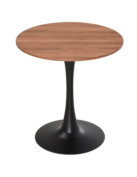 HOMCOM Modern Round Dining Table Leisure Coffee Bistro Table with Metal Base for Kitchen & Dining Room Brown - pic 127659 | FastDaddyshop