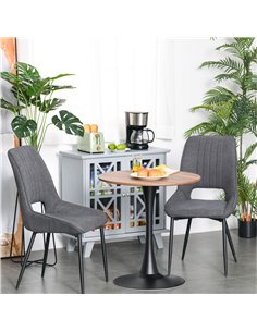 HOMCOM Modern Round Dining Table Leisure Coffee Bistro Table with Metal Base for Kitchen & Dining Room Brown 2