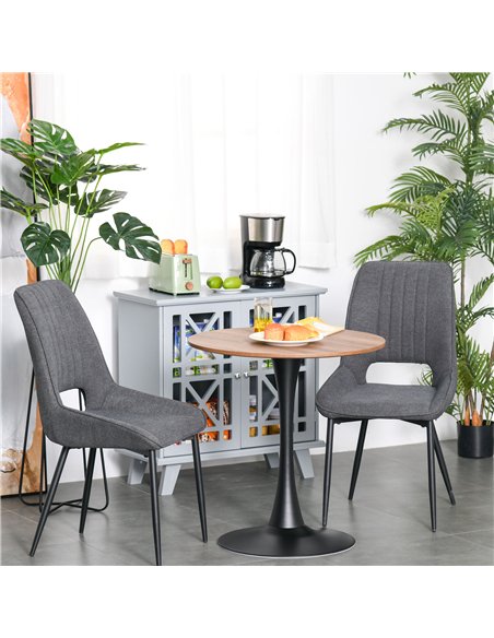 HOMCOM Modern Round Dining Table Leisure Coffee Bistro Table with Metal Base for Kitchen & Dining Room Brown - pic 127660 | FastDaddyshop