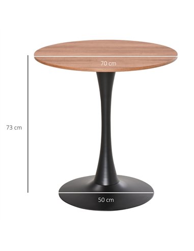 HOMCOM Modern Round Dining Table Leisure Coffee Bistro Table with Metal Base for Kitchen & Dining Room Brown