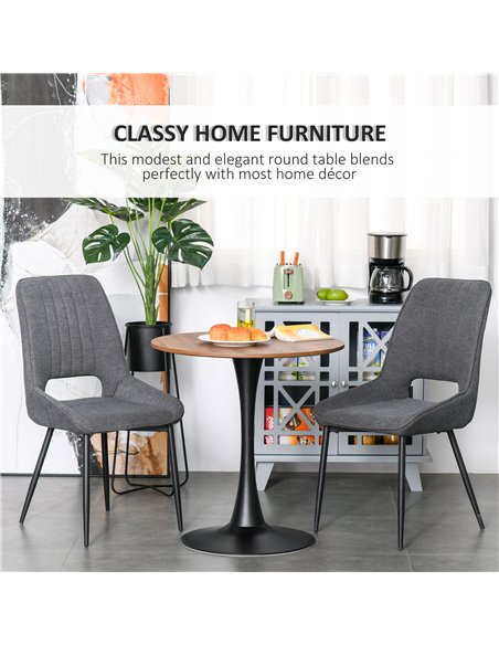 HOMCOM Modern Round Dining Table Leisure Coffee Bistro Table with Metal Base for Kitchen & Dining Room Brown - pic 127662 | FastDaddyshop