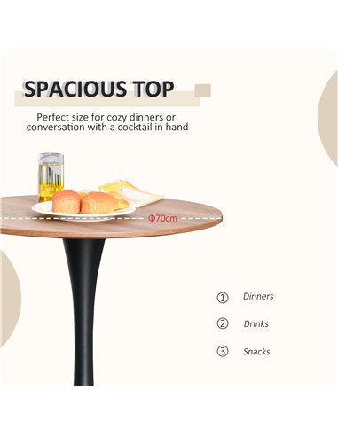 HOMCOM Modern Round Dining Table Leisure Coffee Bistro Table with Metal Base for Kitchen & Dining Room Brown