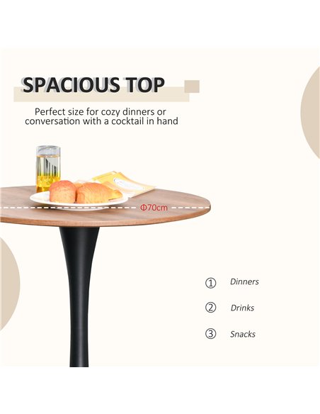 HOMCOM Modern Round Dining Table Leisure Coffee Bistro Table with Metal Base for Kitchen & Dining Room Brown - pic 127663 | FastDaddyshop