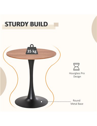 HOMCOM Modern Round Dining Table Leisure Coffee Bistro Table with Metal Base for Kitchen & Dining Room Brown