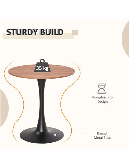 HOMCOM Modern Round Dining Table Leisure Coffee Bistro Table with Metal Base for Kitchen & Dining Room Brown - pic 127664 | FastDaddyshop