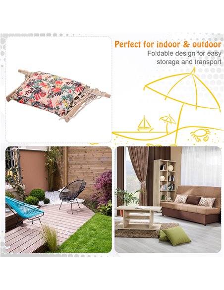 Outsunny Garden Outdoor Hanging Hammock Chair Thick Rope Frame Wooden Arms Safe Wide Seat Garden Outdoor Spot Stylish Multicolou - pic 12767 | FastDaddyshop