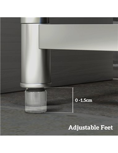 HOMCOM Outdoor Stainless Steel Kitchen Sink, Freestanding Sink Single Bowl with Cold and Hot Water Pipe and Storage Shelves