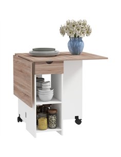 HOMCOM Folding Dining Table, Drop Leaf Table for Small Spaces, Foldable Table with Drawer and Storage Shelves for Kitchen, Dinin