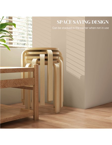 HOMCOM Stackable Stools Set of 4, Modern Stacking Chairs, Round Backless Stools for Kitchen, Dining Room, Office, Outdoors, Natu - pic 127698 | FastDaddyshop