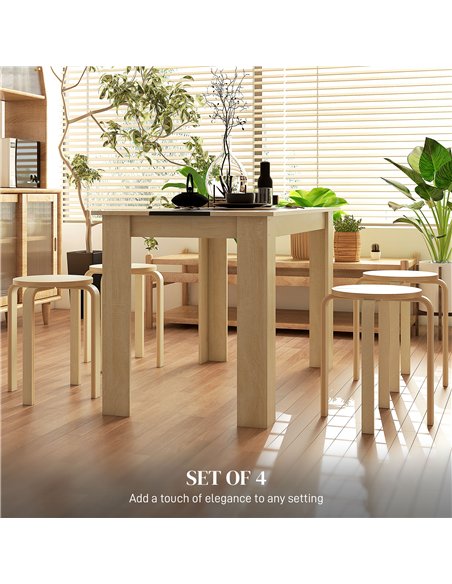 HOMCOM Stackable Stools Set of 4, Modern Stacking Chairs, Round Backless Stools for Kitchen, Dining Room, Office, Outdoors, Natu - pic 127699 | FastDaddyshop