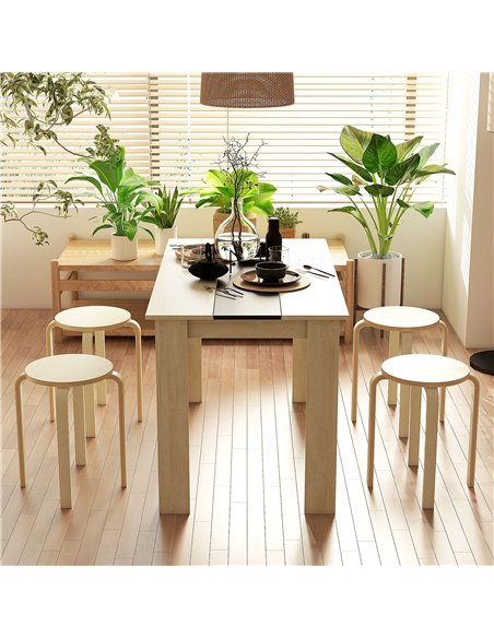 HOMCOM Stackable Stools Set of 4, Modern Stacking Chairs, Round Backless Stools for Kitchen, Dining Room, Office, Outdoors, Natu - pic 127701 | FastDaddyshop