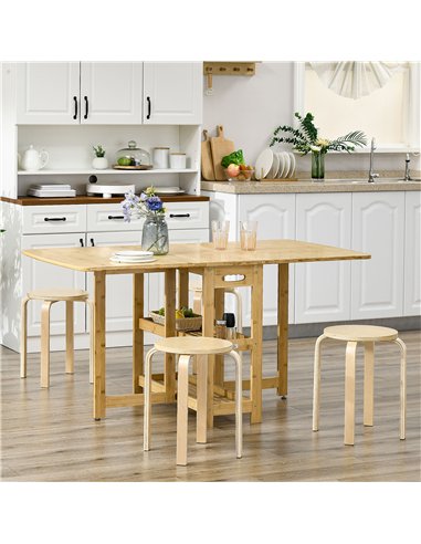HOMCOM Stackable Stools Set of 4, Modern Stacking Chairs, Round Backless Stools for Kitchen, Dining Room, Office, Outdoors, Natu